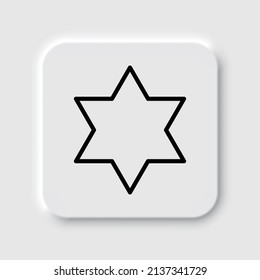 Shield of David simple icon vector. Flat desing. Neumorphism design.ai