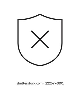 Shield with decline icon design. Isolated on white on white background. vector illustration
