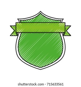 shield with decorative ribbon icon