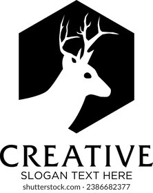shield deer vector logo design