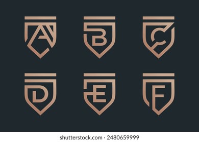 Shield design bundle element vector idea with creative modern letter style