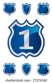 Shield design element collection. In the vector file: each element is positioned on a different layer. Easy to edit.