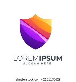 shield design gradient color combination purple and orange can be use for icon, logo, or landing page illustration