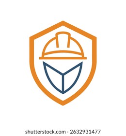 Shield Design with Helmet and Construction Icon