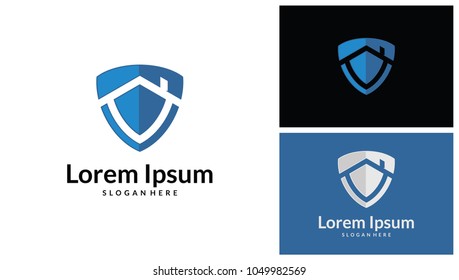 Shield Design With House Logo Template. Vector Illustration.