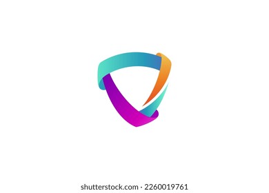 Plantilla de logotipo de diseño de escudo con concepto de diseño 3d colorido