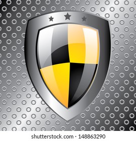 shield design over metal background vector illustration 