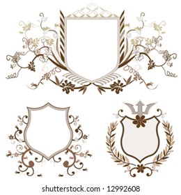 shield design set with various shapes and decoration