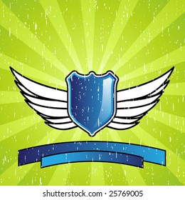 Shield design with wings on an interesting background with grunge