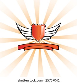 Shield design with wings on an interesting background with fading background