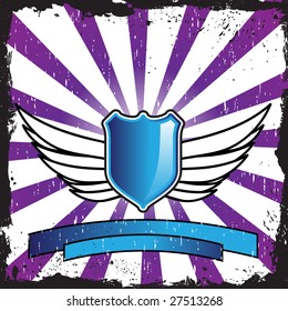 Shield design with wings on an interesting background with grunge