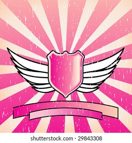 Shield design with wings on an interesting background with grunge