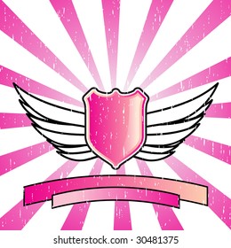Shield design with wings on an interesting background with grunge