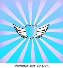 Shield design with wings on an interesting background with grunge
