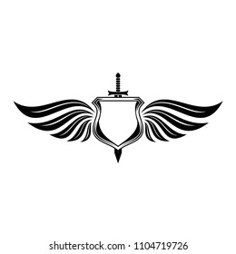 Shield Design With wings and sword