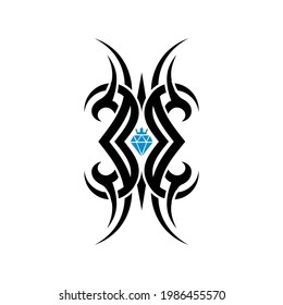 shield diamond tribal tattoo logo icon vector flat concept design