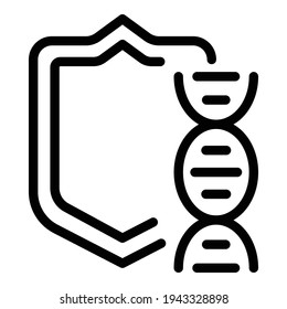 Shield dna icon. Outline shield dna vector icon for web design isolated on white background