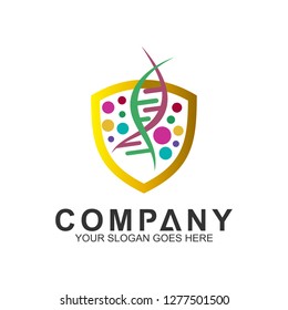 shield DNA logo design, gene protection, shield with DNA symbol