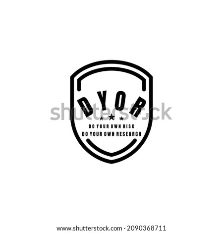 shield with do your own risk or research crypto currency high profit logo design vector  