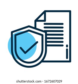 shield with document, line style icon vector illustration design