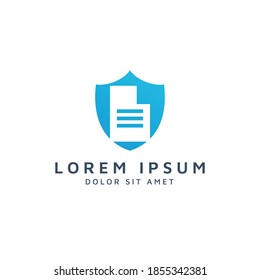 shield and document negative space logo design