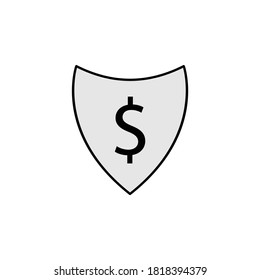 escudo, icono del dólar. Elemento de ilustración financiera. Los símbolos y símbolos se pueden usar para web, logotipo, aplicación móvil, interfaz de usuario, UX