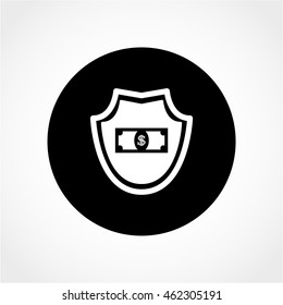 shield dollar Icon Isolated on White Background