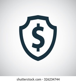 shield dollar icon, on white background
