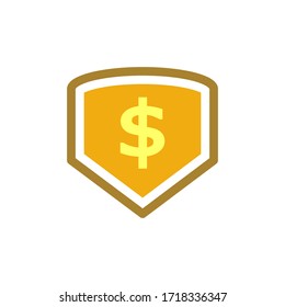 Shield Dollar Icon In Trendy  Design Vector Eps 10