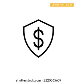 Shield dollar, protection icon vector design illustration