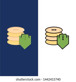 Shield, Dollar, Security, Secure  Icons. Flat and Line Filled Icon Set Vector Blue Background