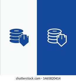 Shield, Dollar, Security, Secure Line and Glyph Solid icon Blue banner Line and Glyph Solid icon Blue banner. Vector Icon Template background