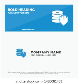 Shield, Dollar, Security, Secure SOlid Icon Website Banner and Business Logo Template