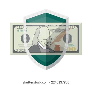 Escuche con el signo del dólar. Concepto de seguridad monetaria, seguros, empresas y finanzas. icono de vector.
