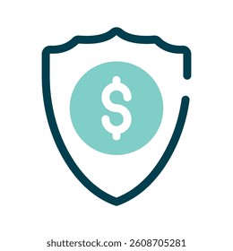 A shield with a dollar sign, symbolizing financial safety