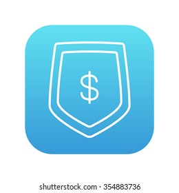 Schild mit Dollar Symbol Linie Symbol für Web-, Mobil-und Infografiken. Vektorweißes Symbol auf dem blauen Farbverlauf-Quadrat mit abgerundeten Ecken einzeln auf weißem Hintergrund.