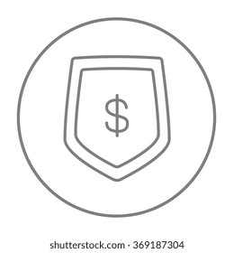 Shield with dollar symbol line icon.