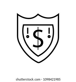 Shield with dollar symbol vector sketch icon isolated on background. Hand drawn Shield with dollar symbol icon. Shield with dollar symbol sketch icon for infographic, website or app