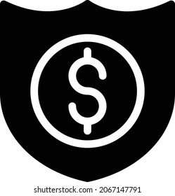 icono de glifo vectorial de dólar blindado 