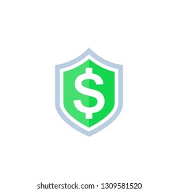 Shield with dollar vector icon