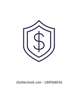 Shield with dollar vector line icon