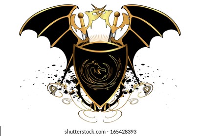 Shield with dragon and wings