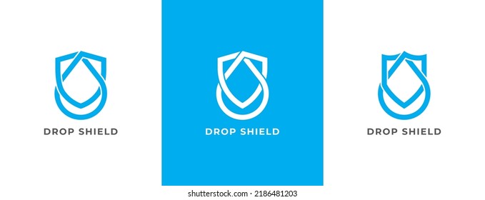 Símbolo del símbolo del símbolo del concepto del logotipo Escudo Soltar Diseño Estilo de la línea de arte . Logotipo de gota impermeable de protección. Plantilla de ilustración de vector
