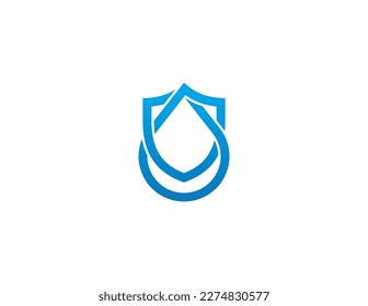 Shield Drop Logo Concept sign icon symbol Element Design Line Art Style. Waterproof Protection Logotype. Vector illustration template