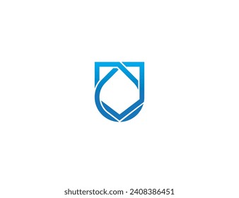 Shield Drop Logo symbol sign icon Concept Element Design Line Art Style. Waterproof, Protection, Plumbing, Droplet, Cleaning  Logotype. Vector illustration template