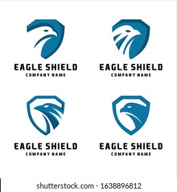 shield eagle bird emblem template mascot symbol for business or shirt design. Eagle with a shield Idea logo design inspiration