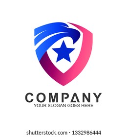 shield with eagle head and star business logo concept