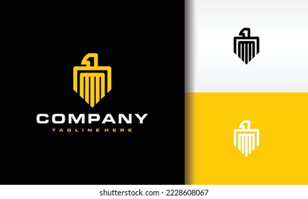 logotipo amarillo de la línea del águila del escudo	