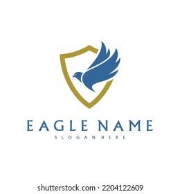 Shield Eagle logo design vector template. Simple icon symbol