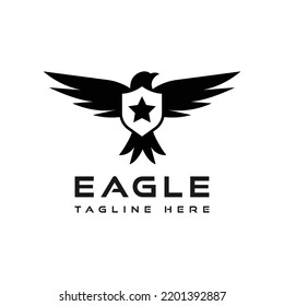 Shield Eagle Star Silhouette Logo Design Stock Vector (Royalty Free ...